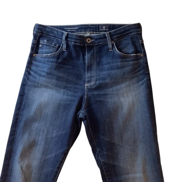 Ag Adriano Goldschmied The Farrah Skinny High Rise Dark Wash Jeans 30 Blue Denim - Picture 2 of 10